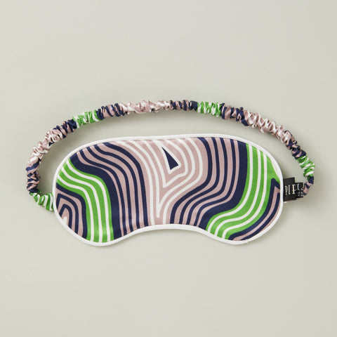 Lasdun Silk Cotton Sleep Mask - Navy/Lime