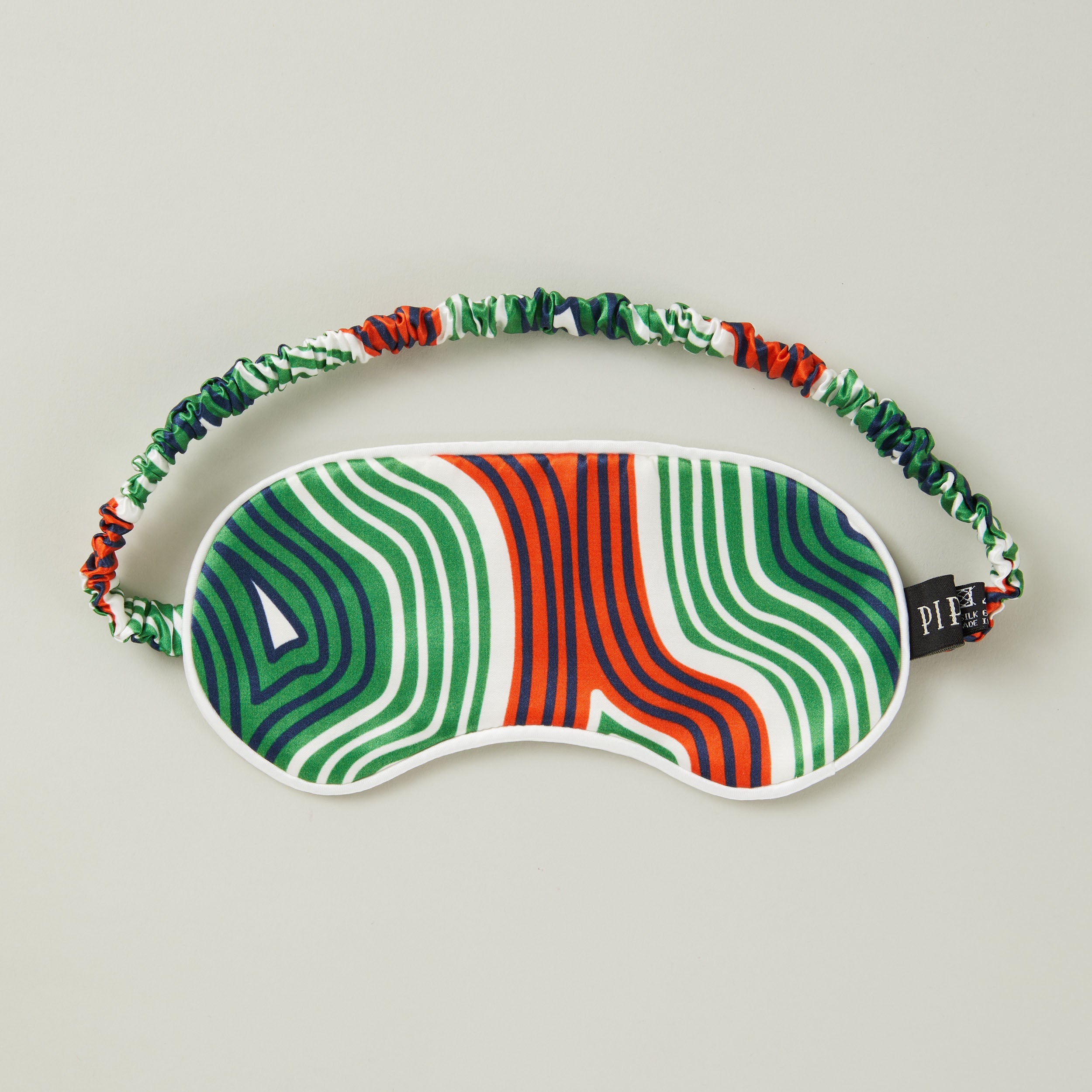 Lasdun Silk Cotton Sleep Mask - Green/Orange