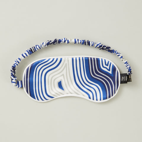 Lasdun Silk Cotton Sleep Mask - Blue/White