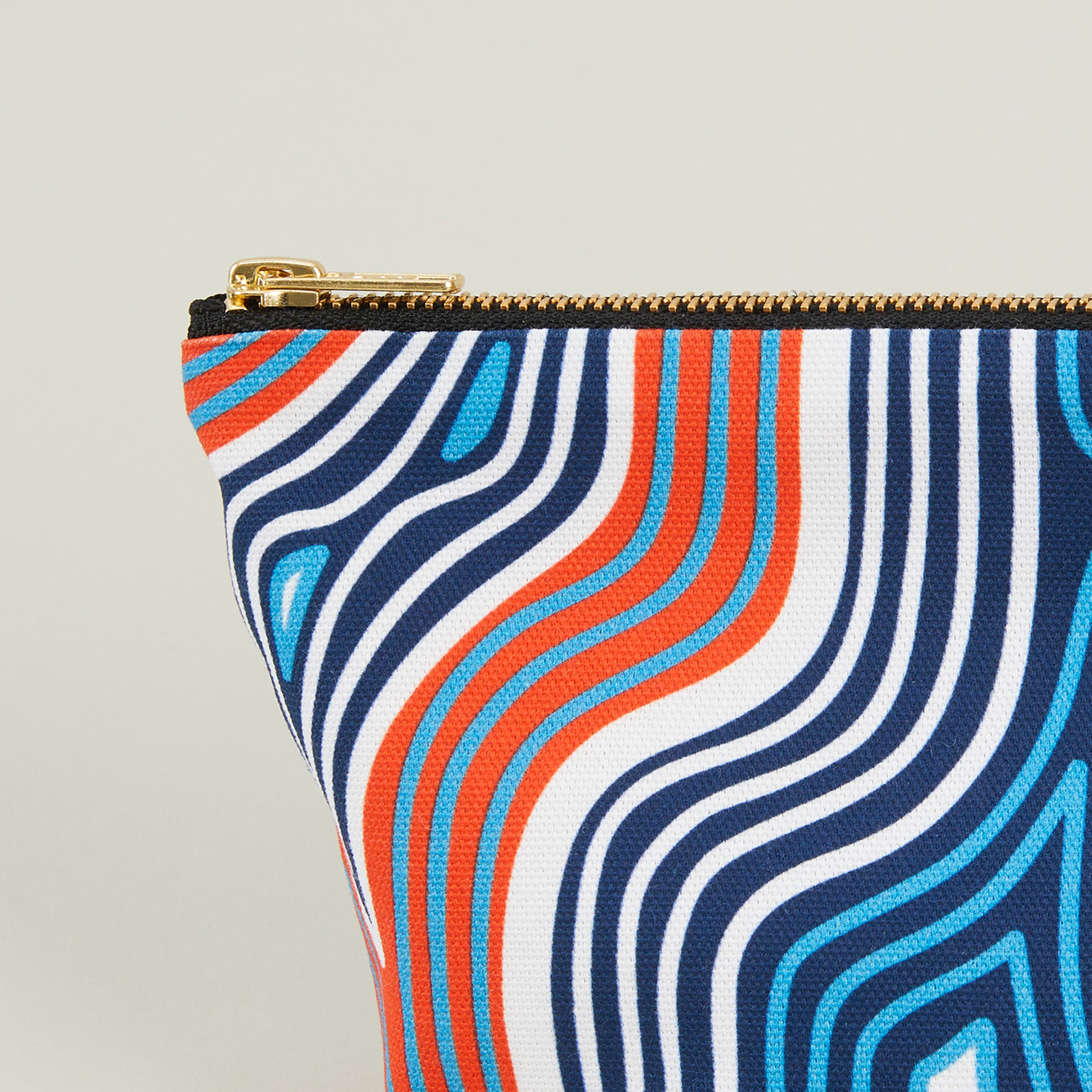 Lasdun Cotton Travel Pouch - Blue/Orange
