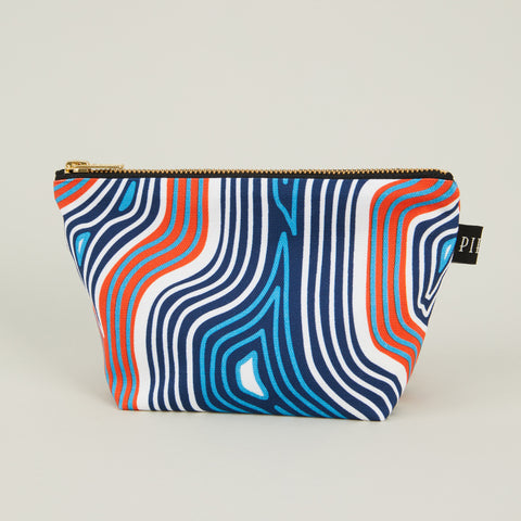 Lasdun Cotton Travel Pouch - Blue/Orange