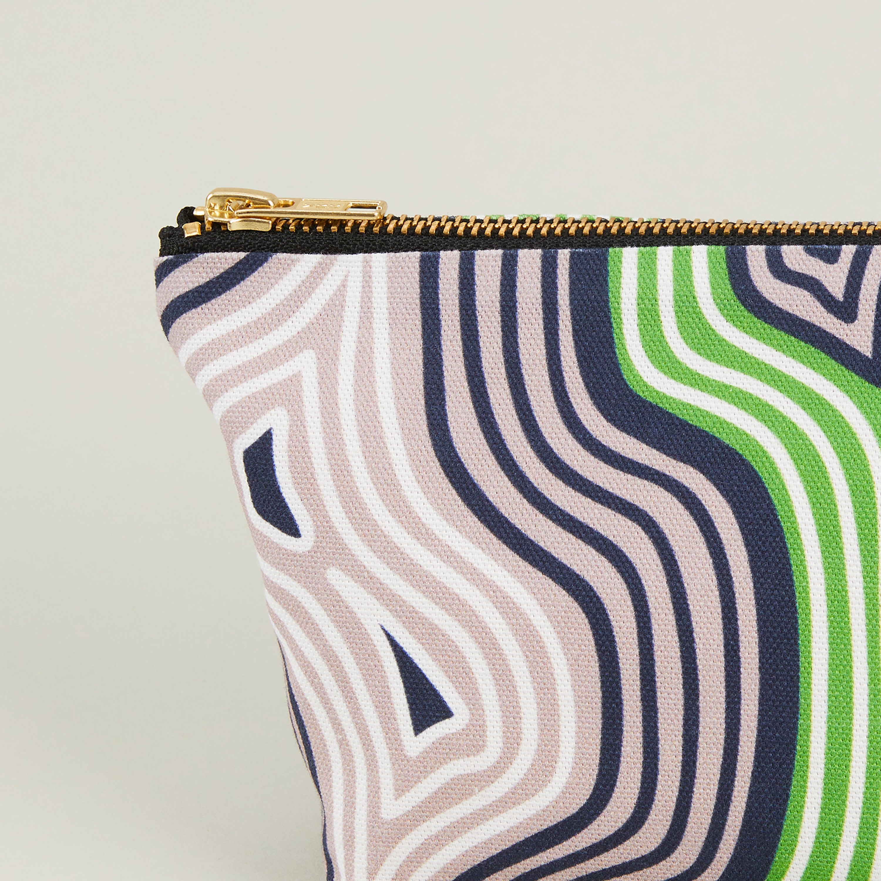 Lasdun Cotton Travel Pouch - Navy/Lime