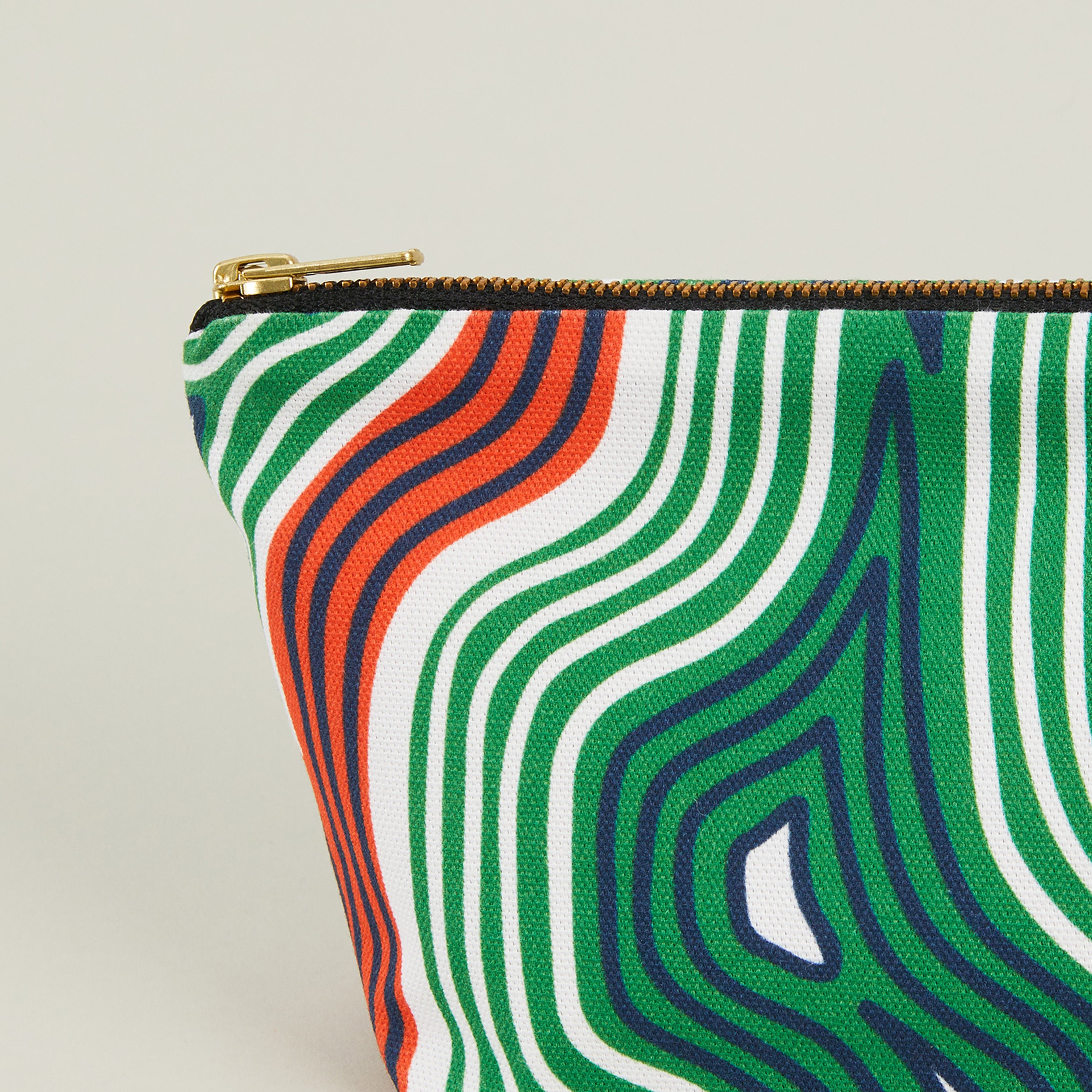 Lasdun Cotton Travel Pouch - Green/Orange