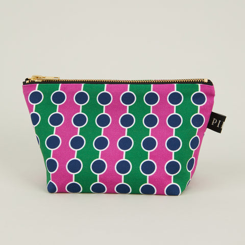 Lasdun Cotton Travel Pouch -Pink/Green