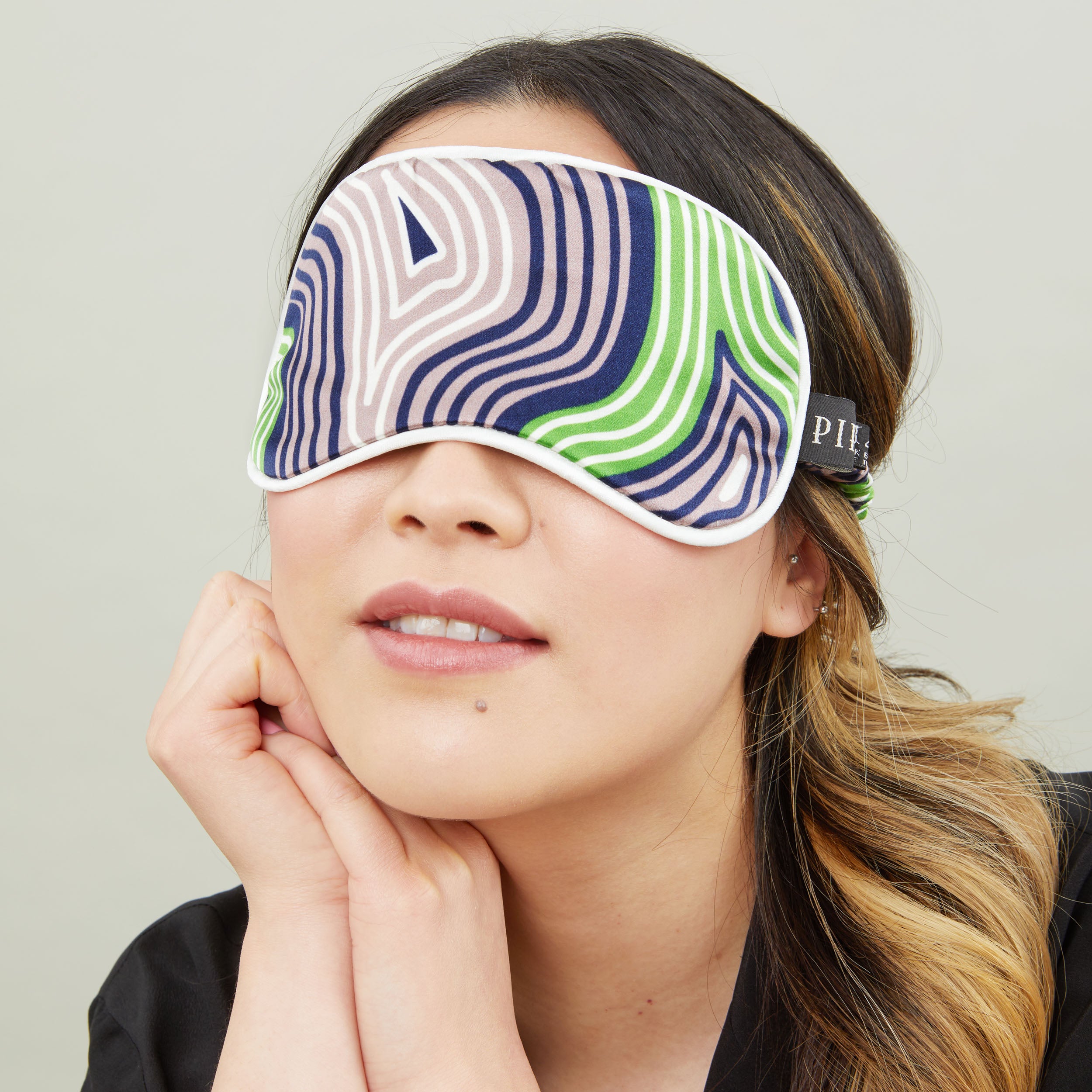 Barbecana Silk Cotton Sleep Mask - Pink/Green