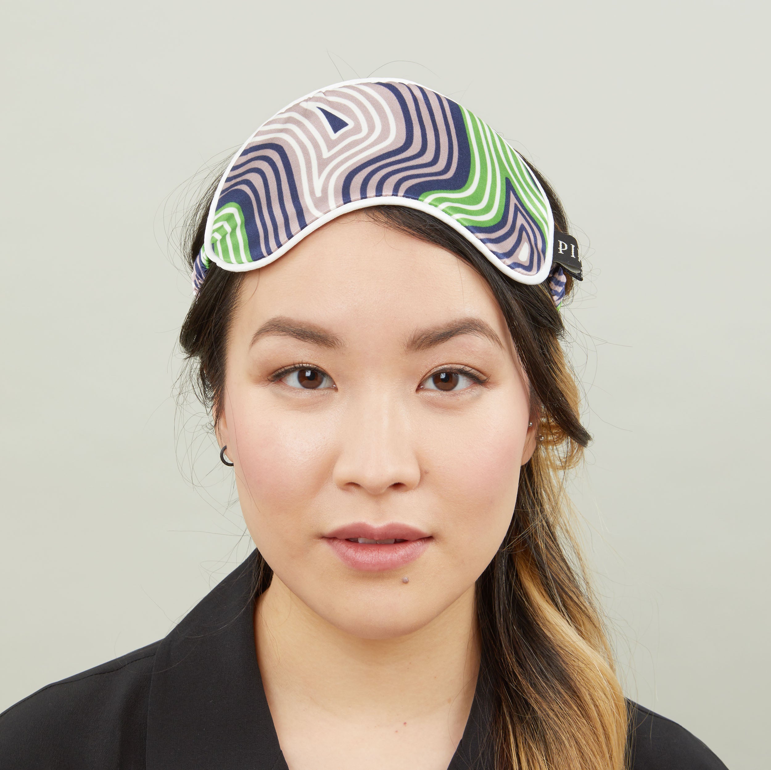 PipetDesign Silk Cotton Sleep Mask Navy/Lime