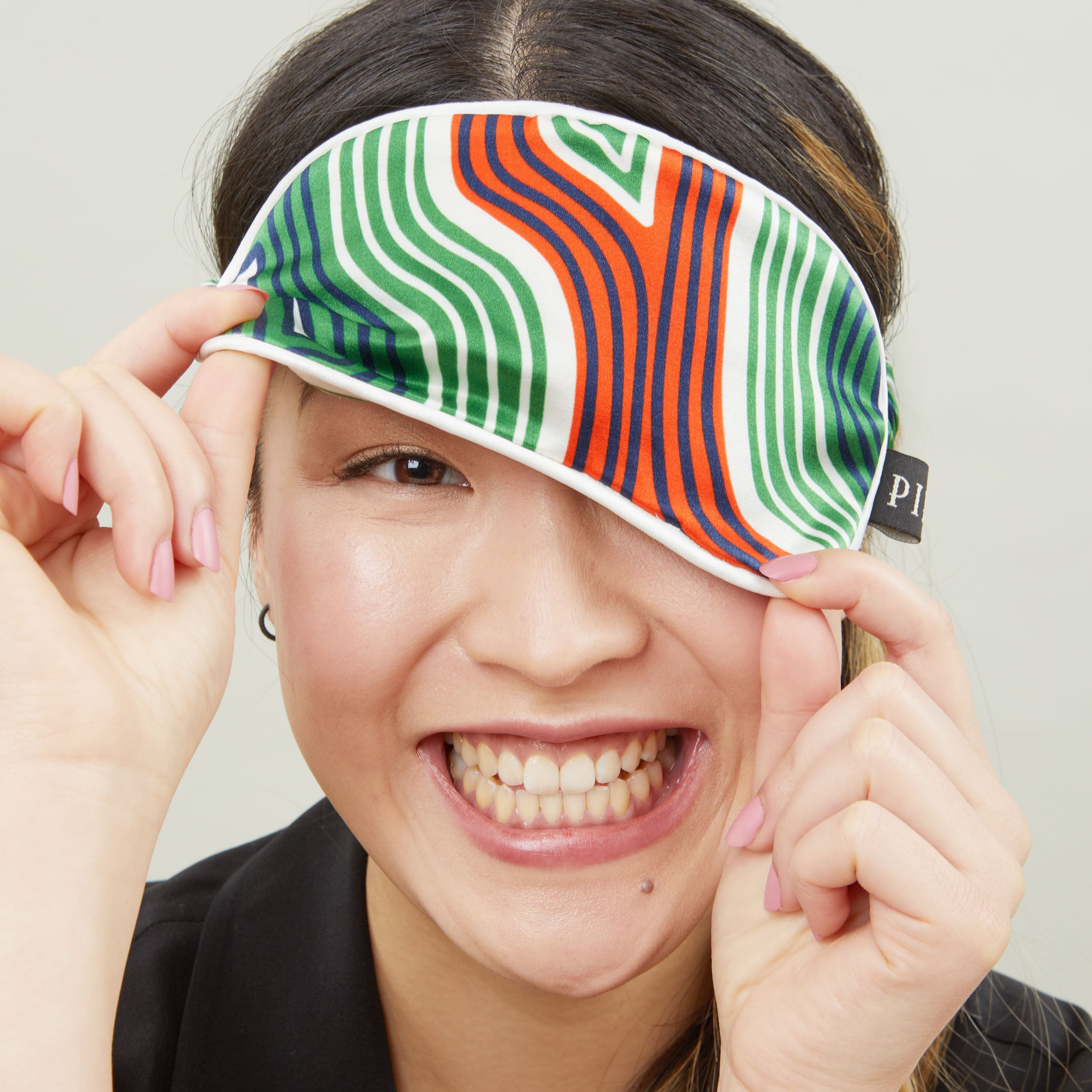 PipetDesign Silk Cotton Sleep Mask Orange/Green