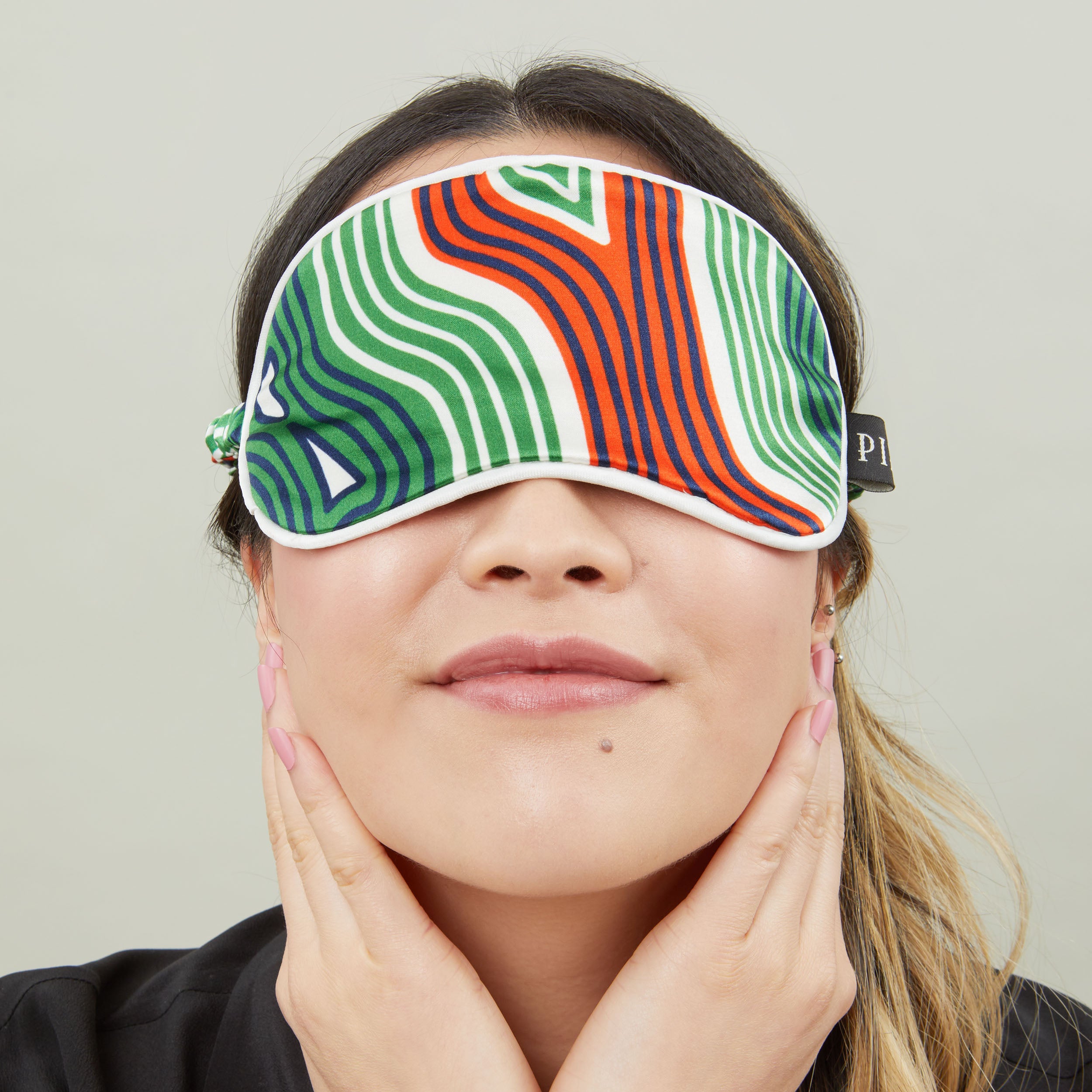 PipetDesign Silk Cotton Sleep Mask Orange/Green