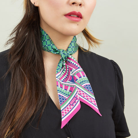 OXO Skinny Scarf - Pink/Green