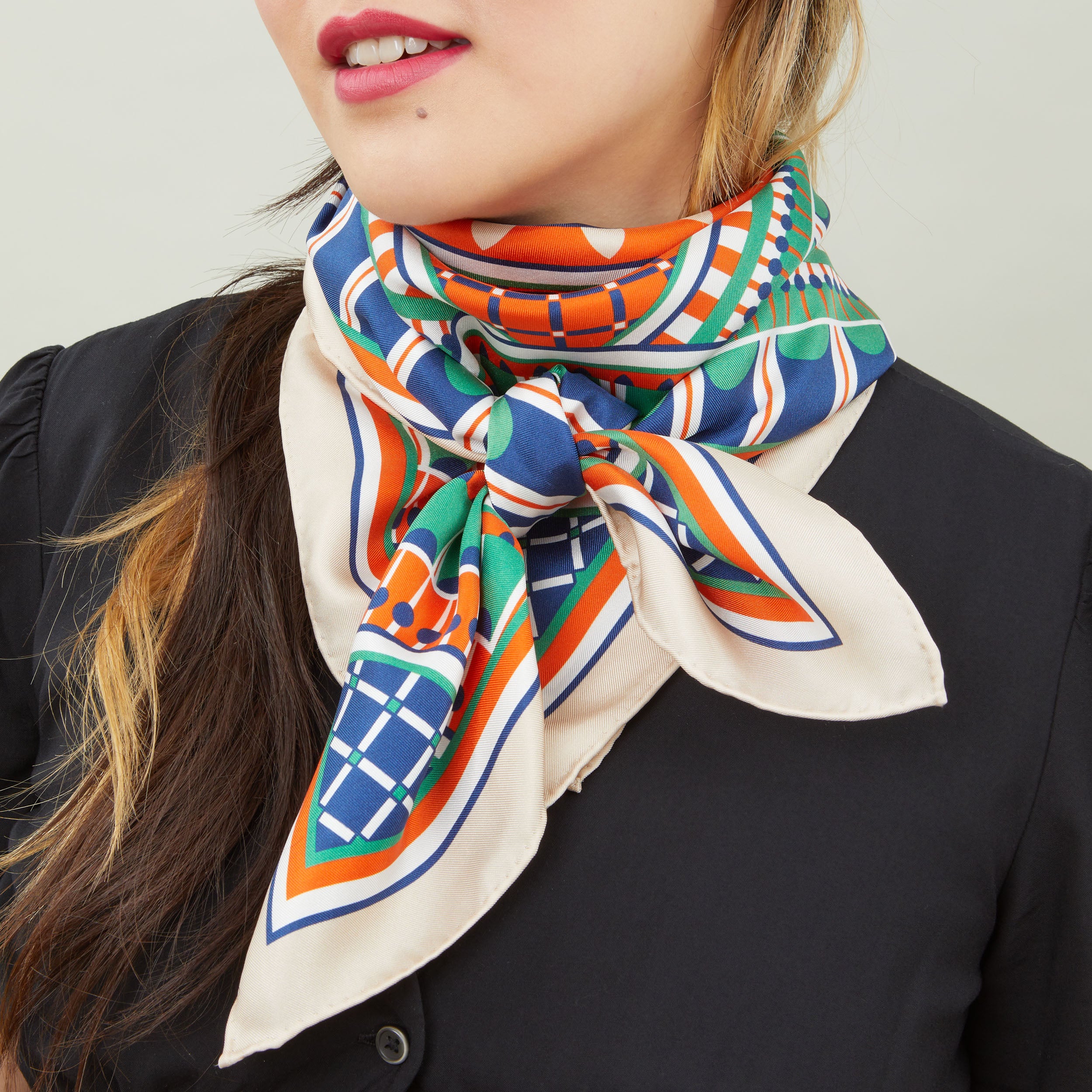 OXO 90cm Square Scarf - Orange / Green