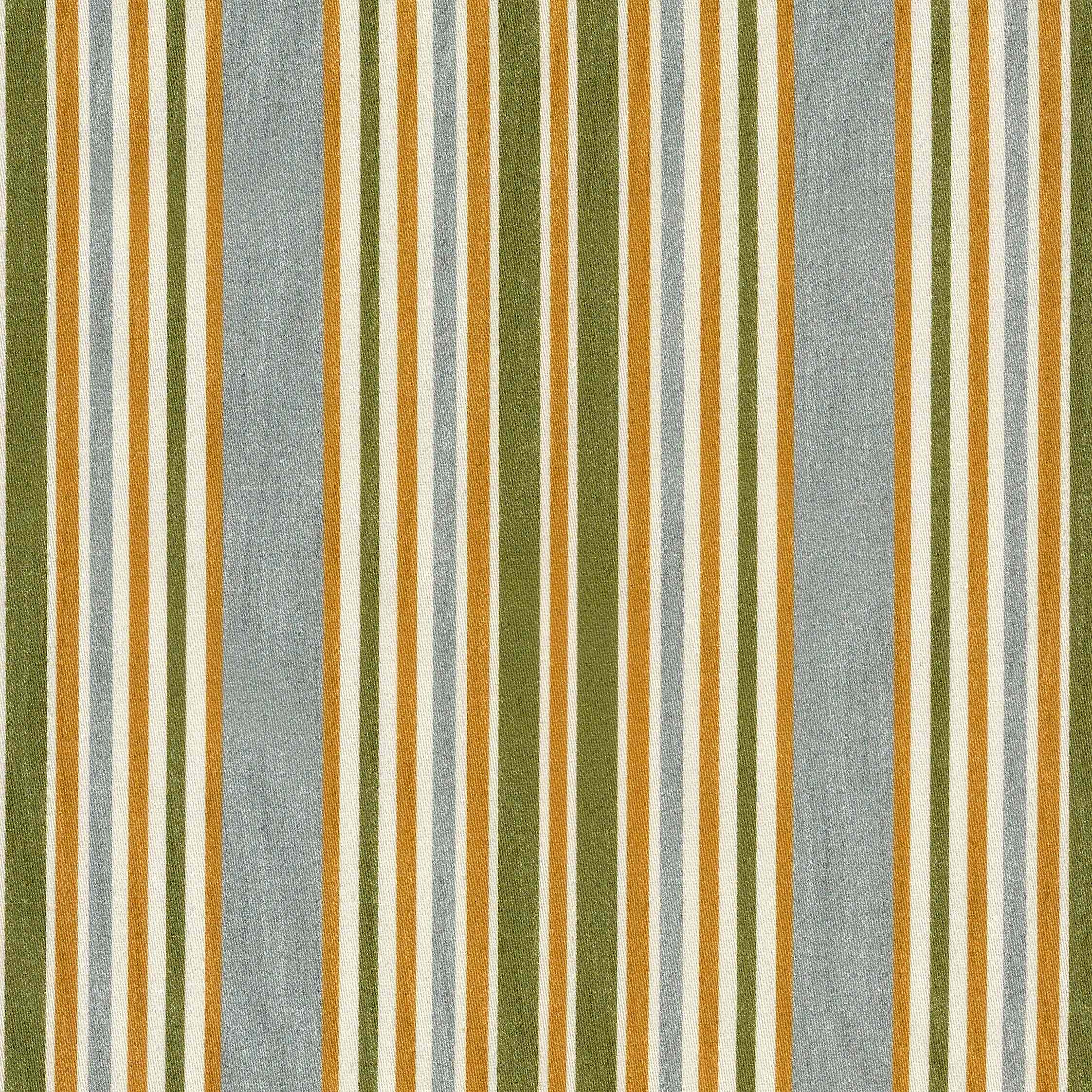 vertical stripe design in pale blue, olive green, golden yellow and ivory. Printed on a smooth cotton satin ground.