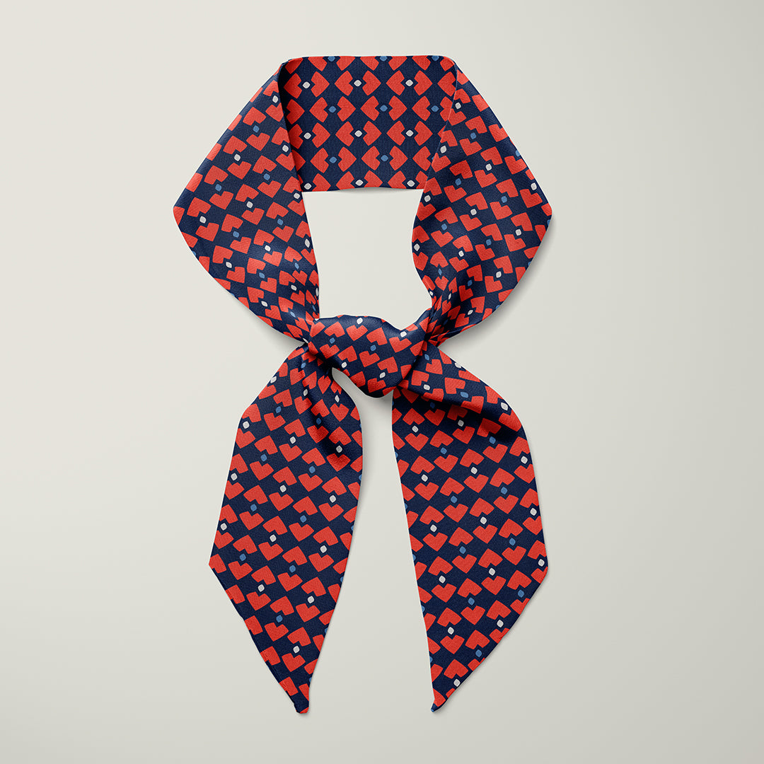 Graphica Mini Scarf - Navy / Orange
