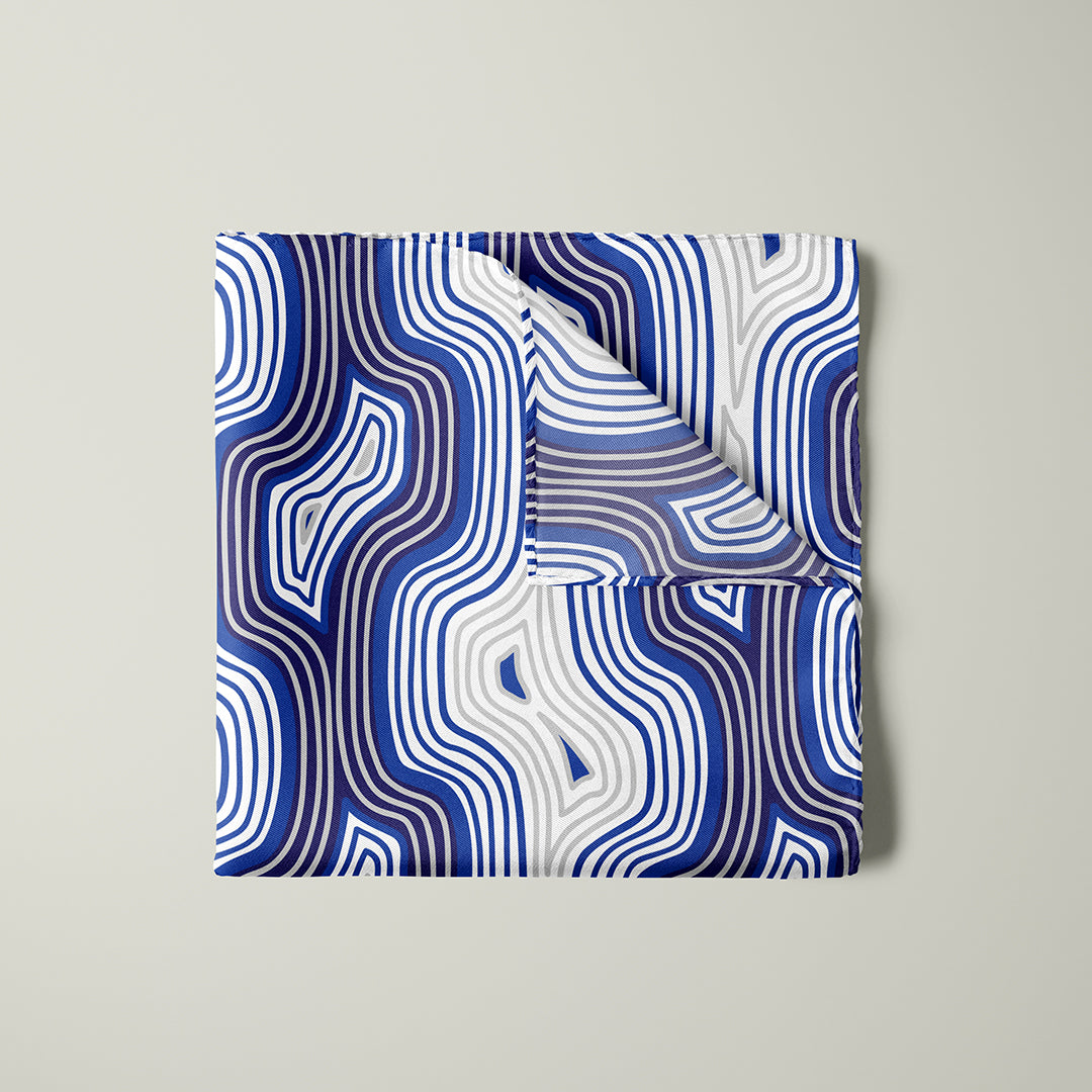 Lasdun Neckerchief / Pocket Square - Blue/ White