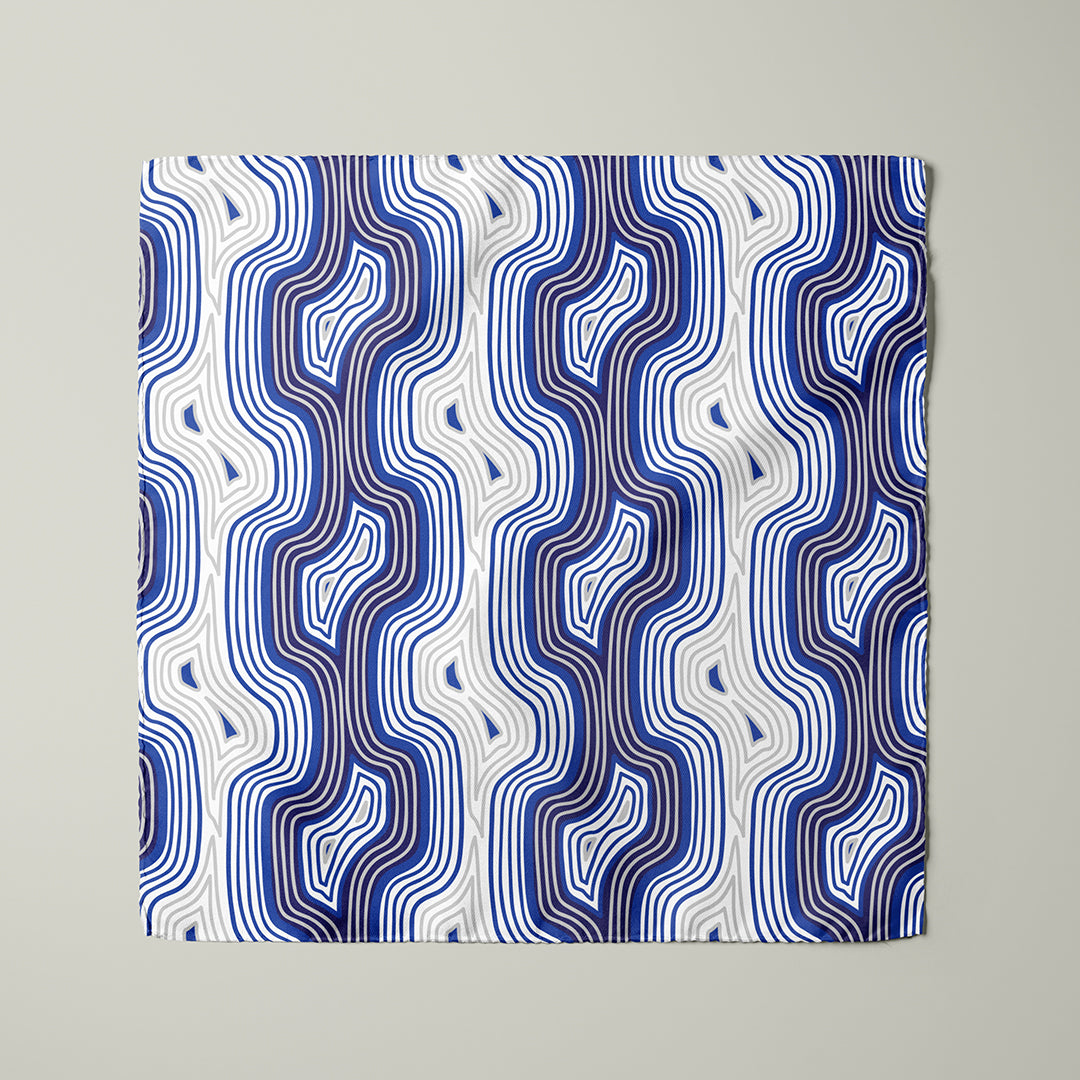 Lasdun Neckerchief / Pocket Square - Blue/ White