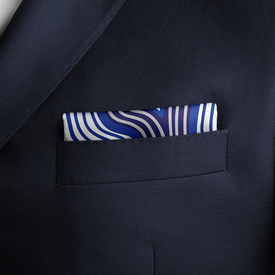 Lasdun Neckerchief / Pocket Square - Blue/ White