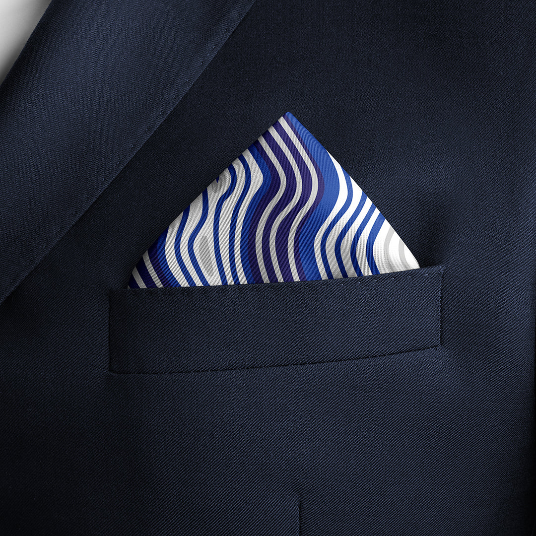 Lasdun Neckerchief / Pocket Square - Blue/ White