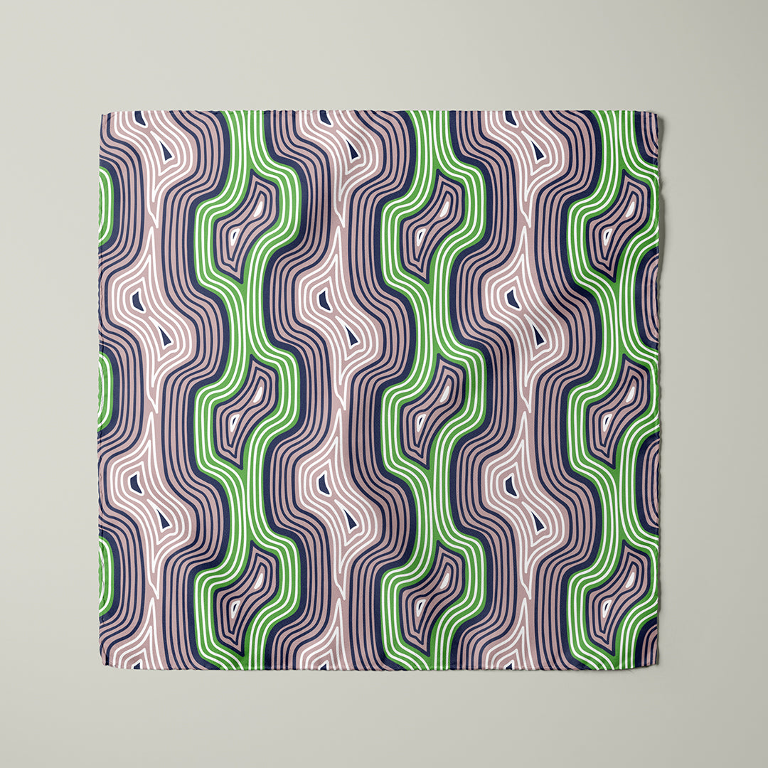 Lasdun Neckerchief / Pocket Square - Navy / Lime