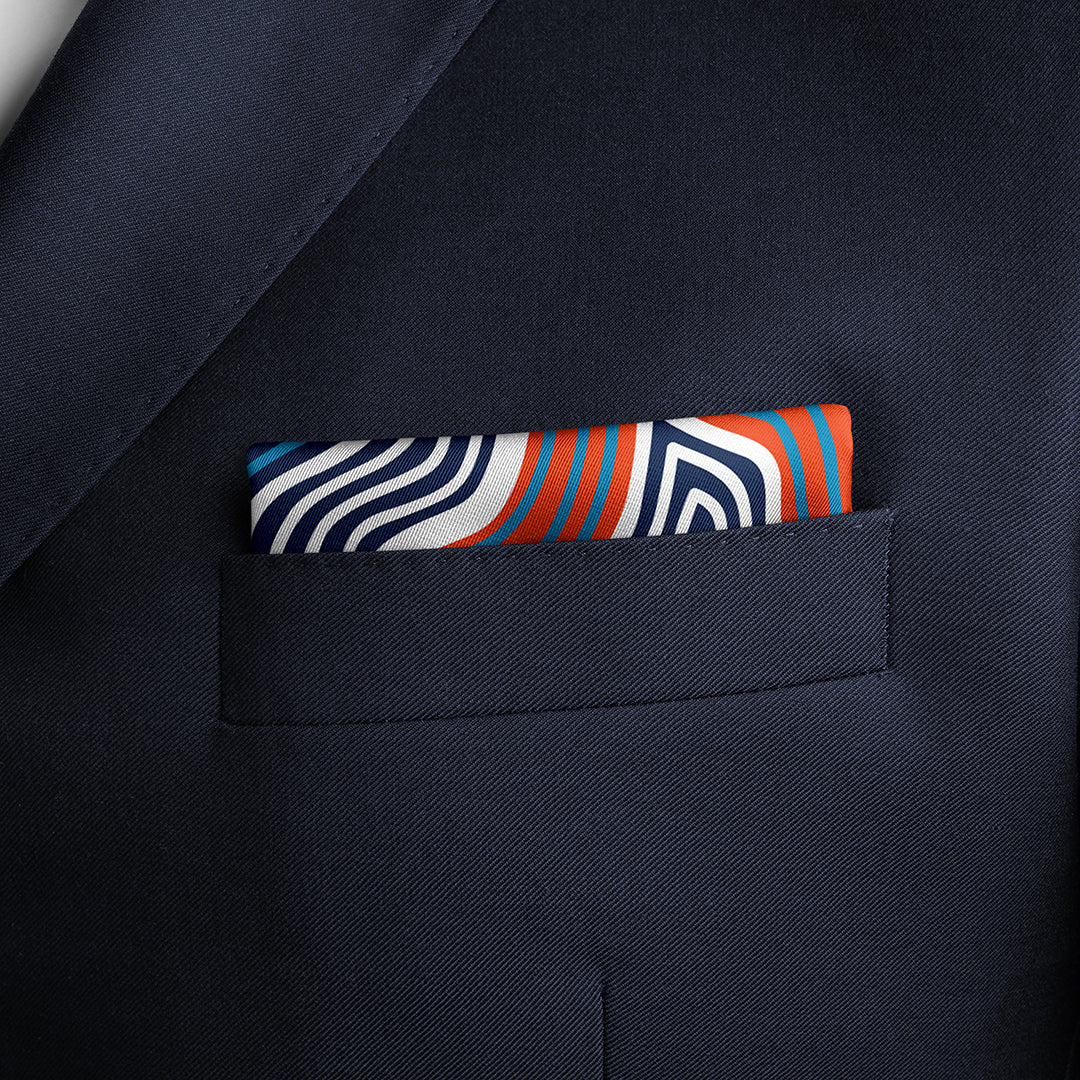 Men's Pocket Square Set - Orange / Blue