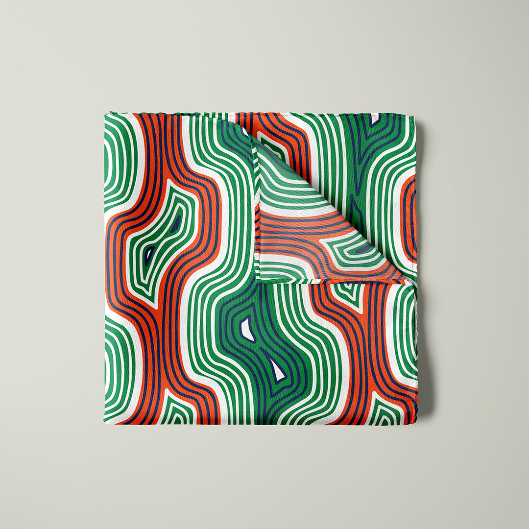 Lasdun Neckerchief / Pocket Square - Orange / Green
