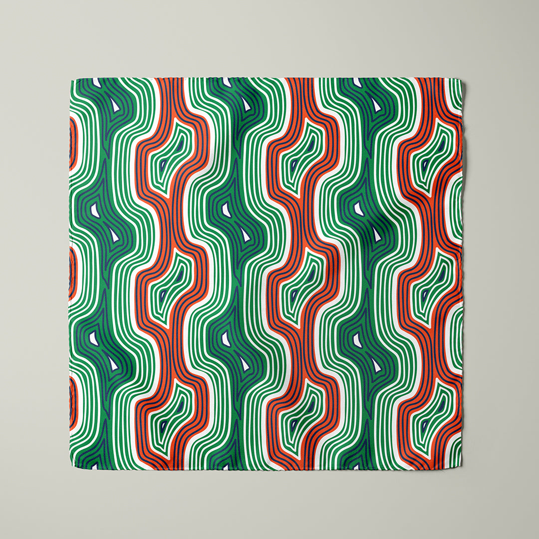 Lasdun Neckerchief / Pocket Square - Orange / Green