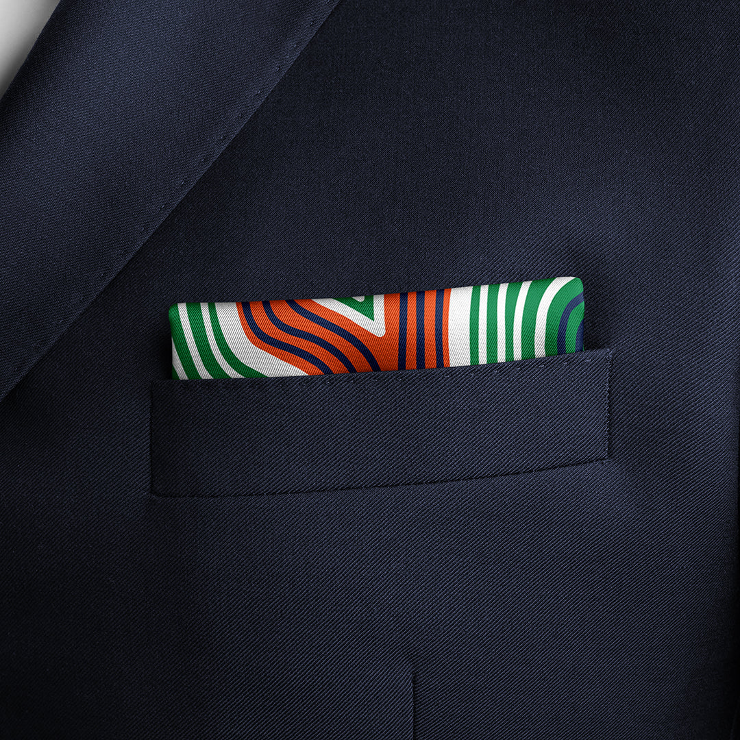 Lasdun Neckerchief / Pocket Square - Orange / Green