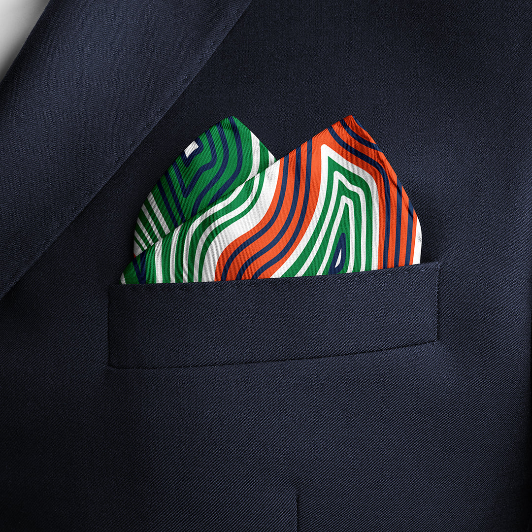 Lasdun Neckerchief / Pocket Square - Orange / Green