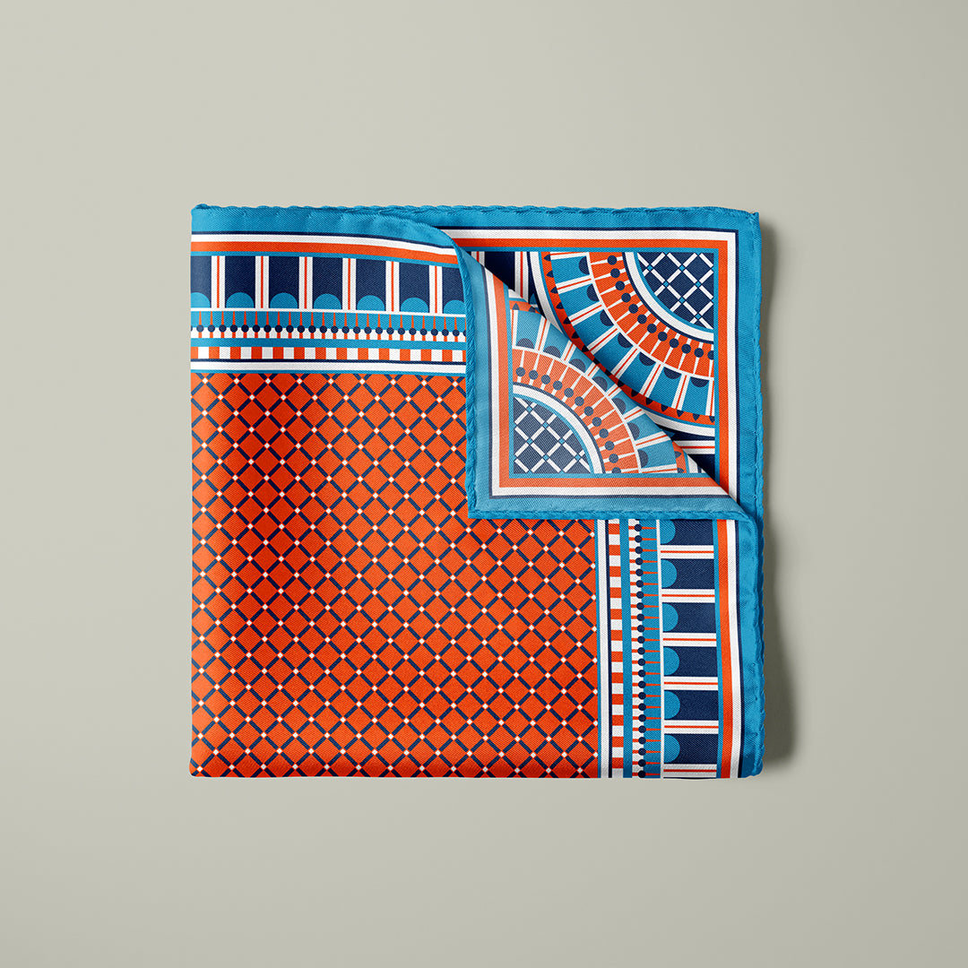 Men's Pocket Square Set - Orange / Blue