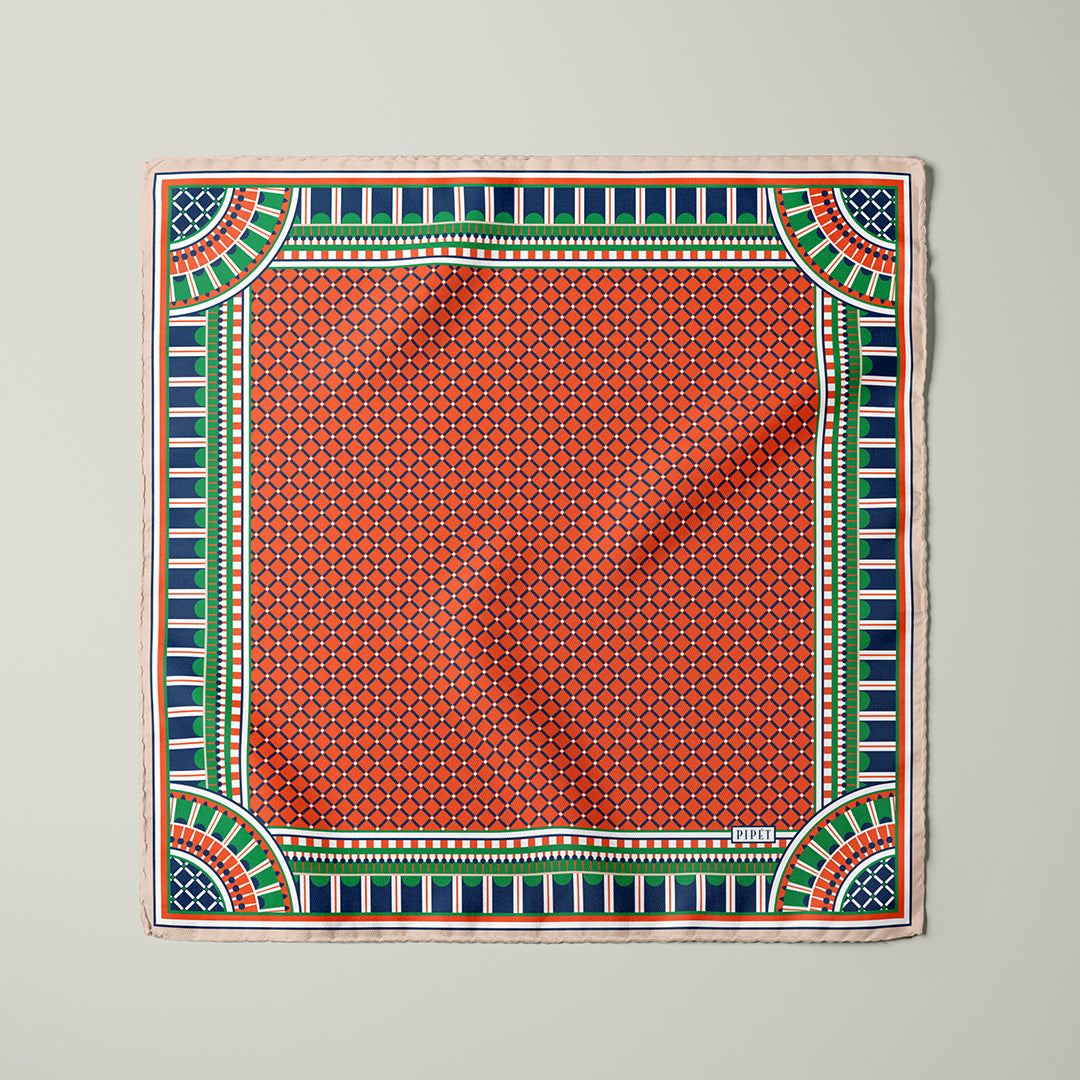 OXO Neckerchief / Pocket Square - Orange/Green