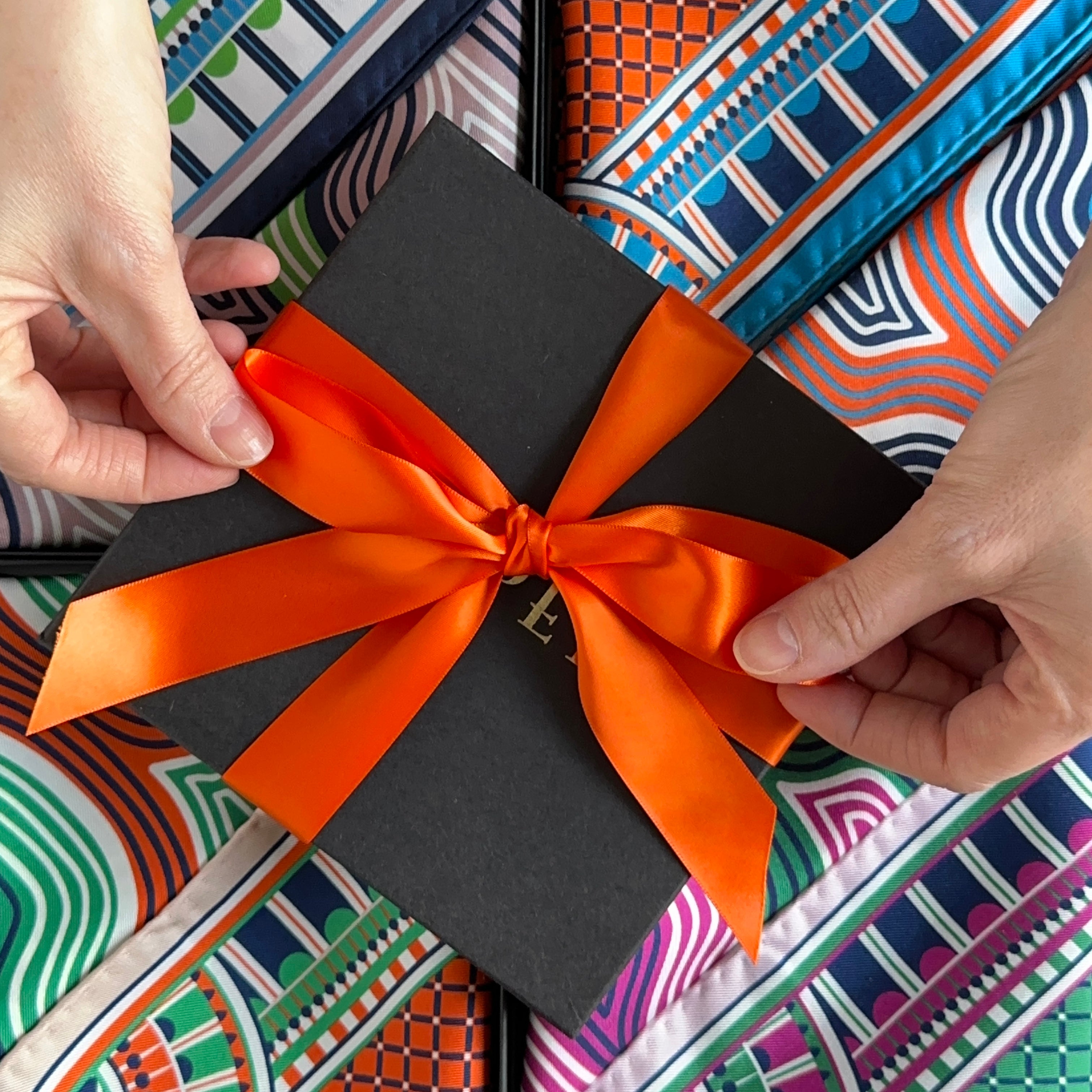 Men's Pocket Square Set - Orange / Blue