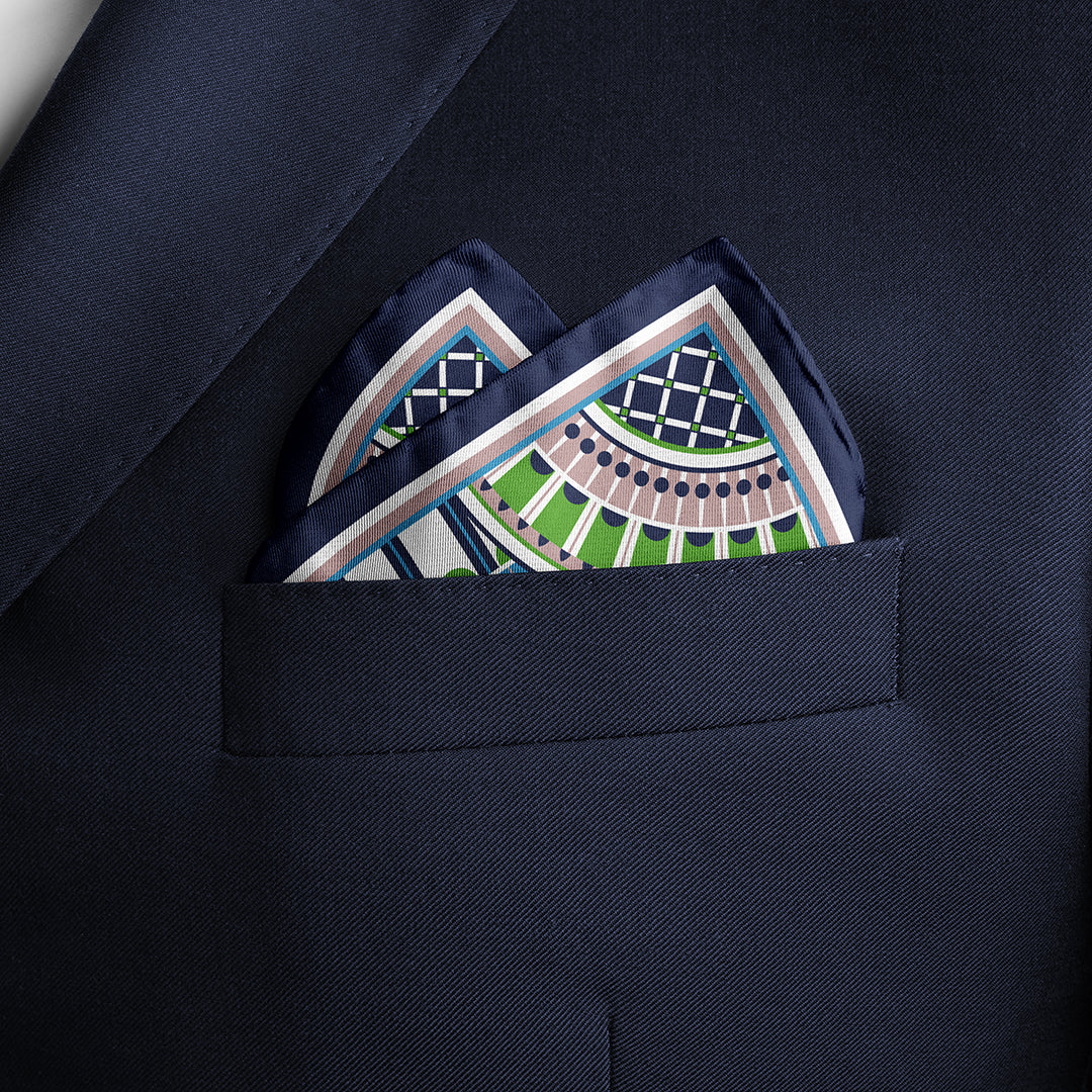 Men's Pocket Square Set - Navy / Lime