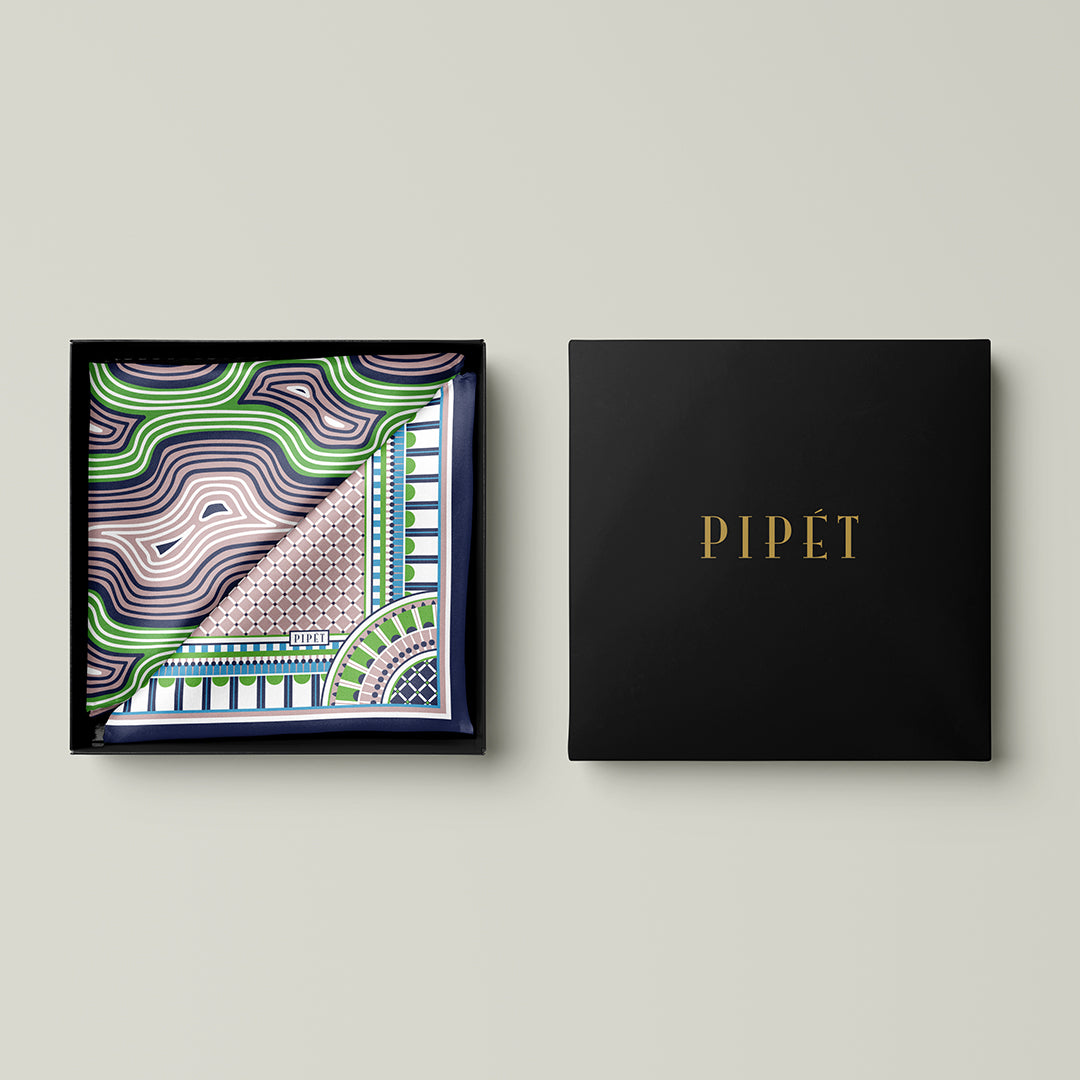 Men's Pocket Square Set - Navy / Lime