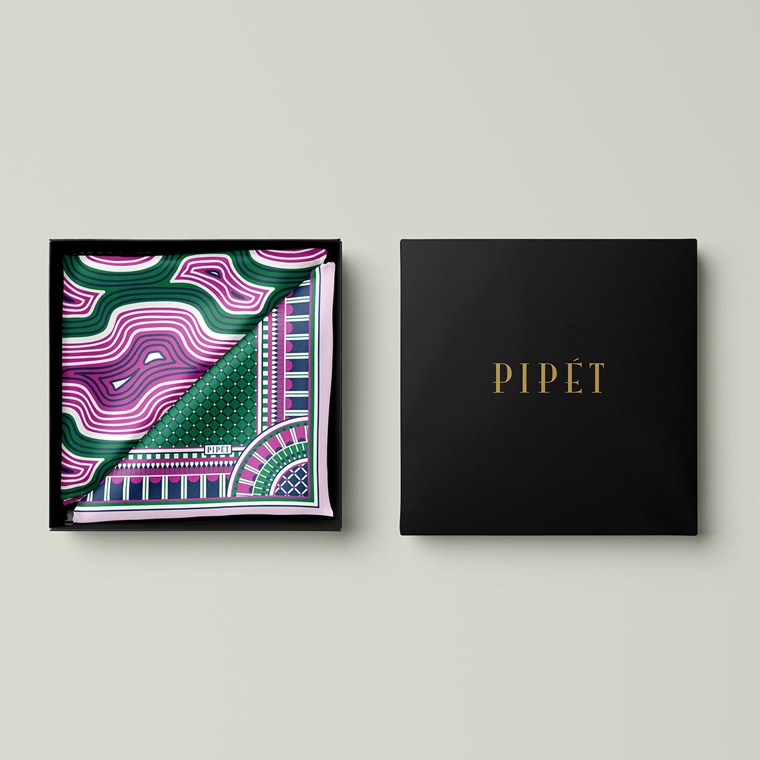 Men's Pocket Square Set - Pink / Green