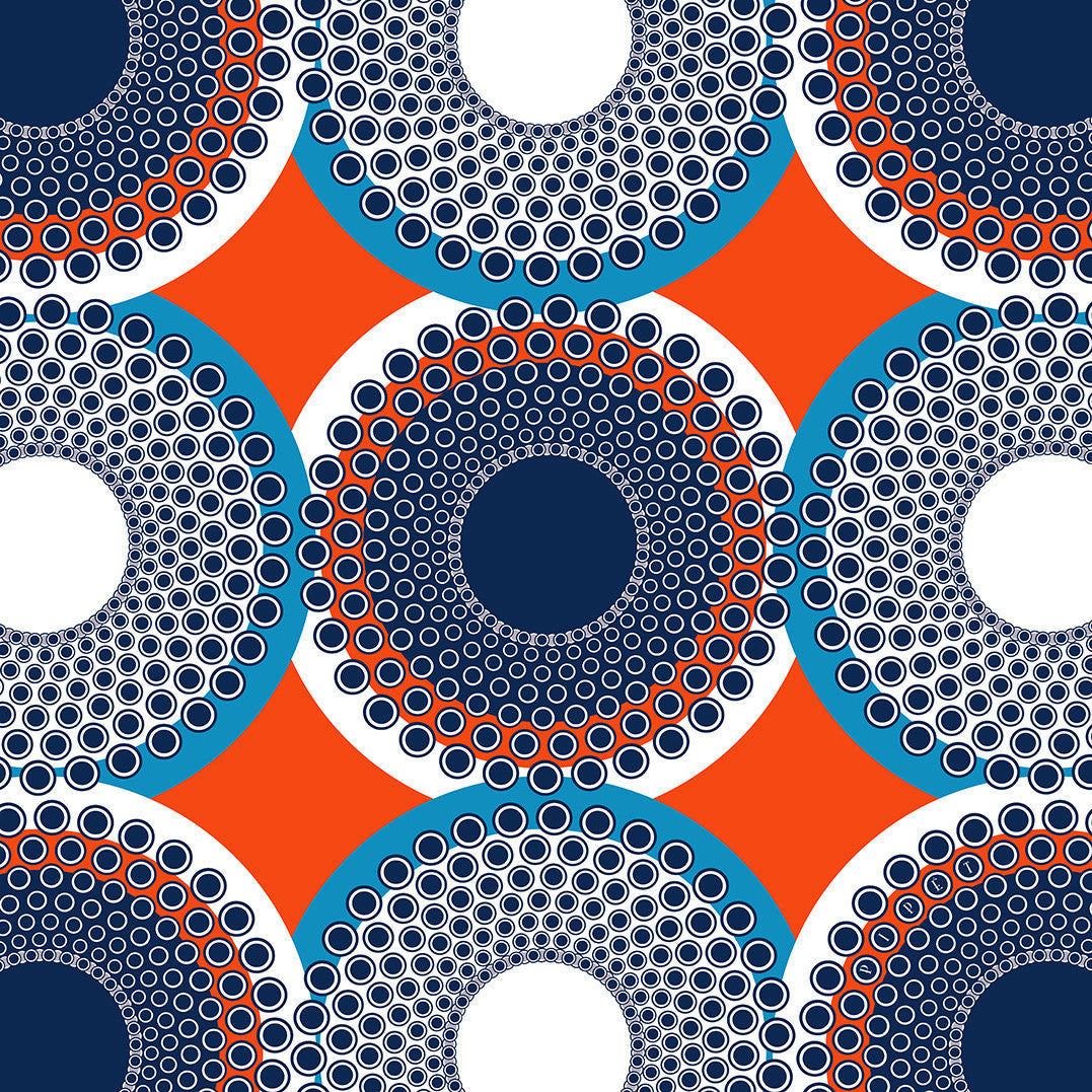 Perls 90cm Square Scarf - Orange / Blue