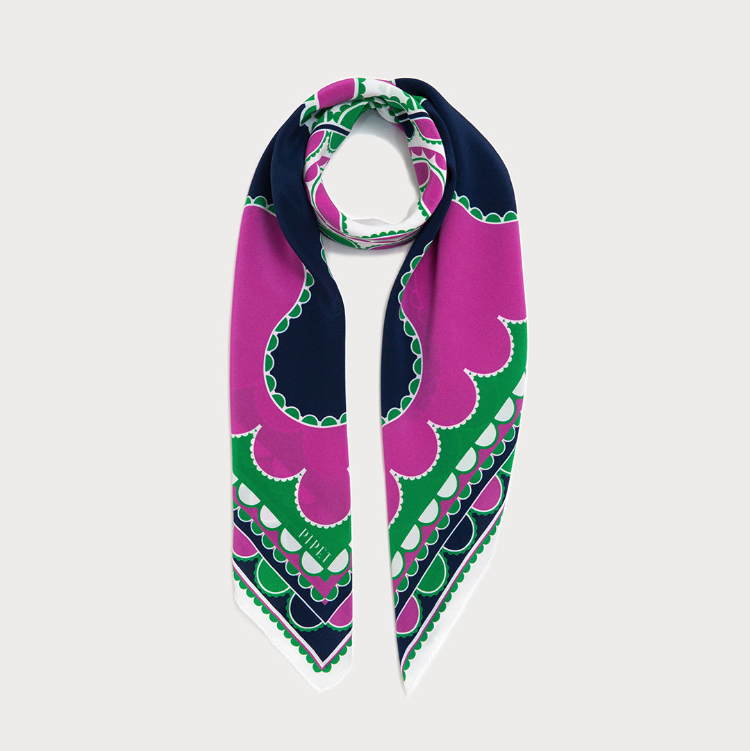 Barbican 90cm Square Scarf - Mauve / Green