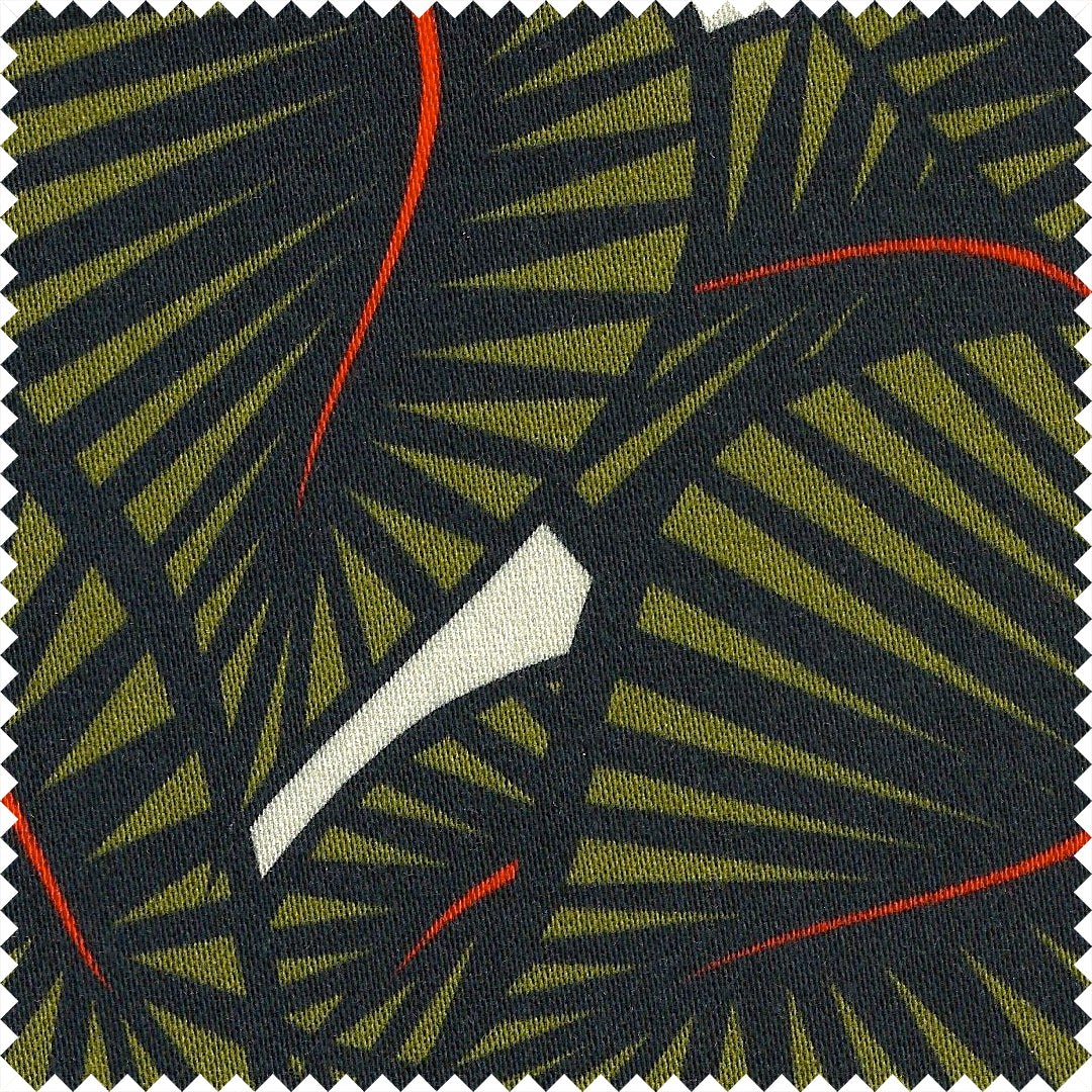 Jungle Floral Cotton Sateen Dk Khaki/Stone