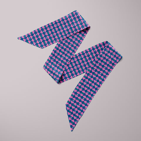 Twist Mini Scarf - Mauve / Green
