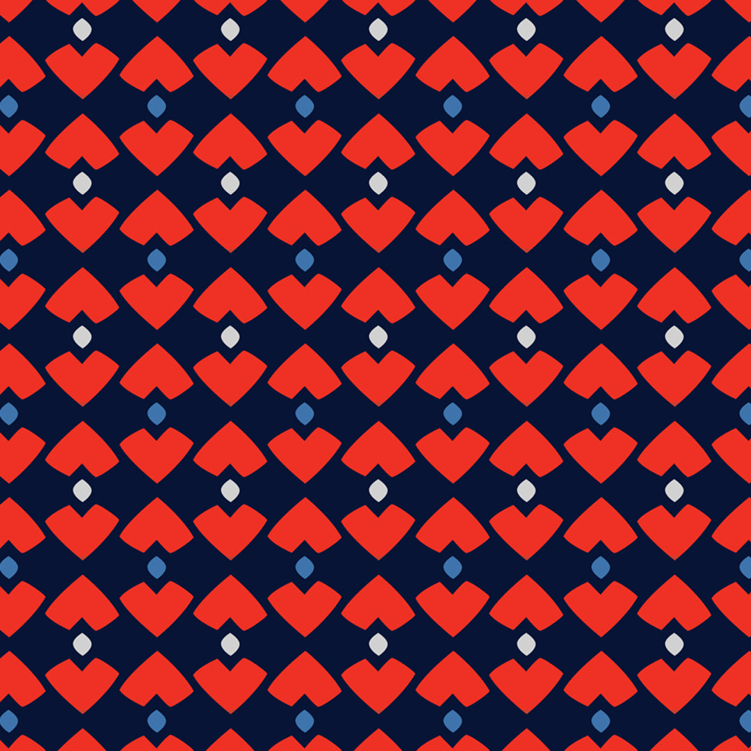 Pipet Design Graphica mini scarf, Navy and Orange printed silk