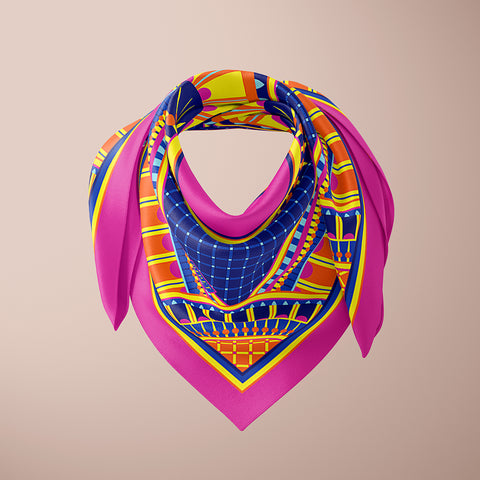 OXO 90cm Square Scarf - Magenta Brights