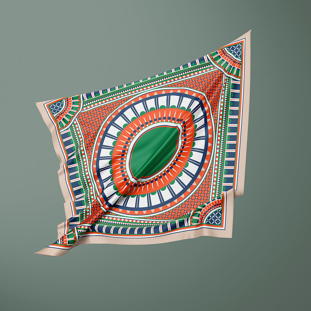OXO 90cm Square Scarf - Orange / Green