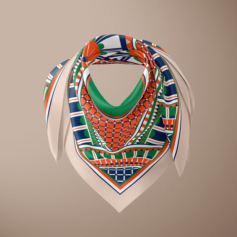 OXO 90cm Square Scarf - Orange / Green