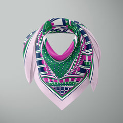 OXO 90cm Square Scarf - Pink / Green