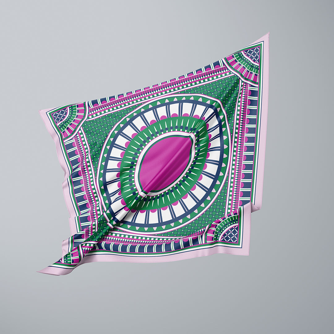 OXO 90cm Square Scarf - Pink / Green