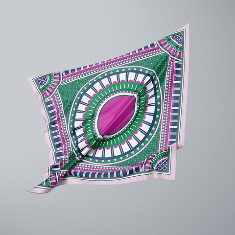 OXO 90cm Square Scarf - Pink / Green