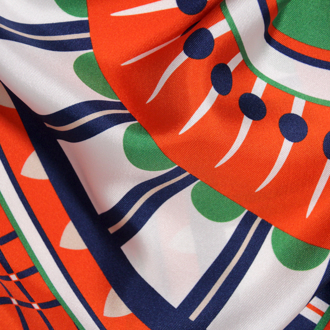 OXO 90cm Square Scarf - Orange / Green