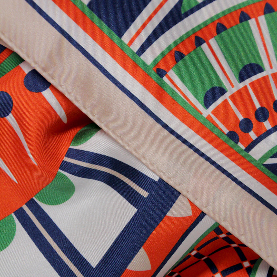 OXO 90cm Square Scarf - Orange / Green