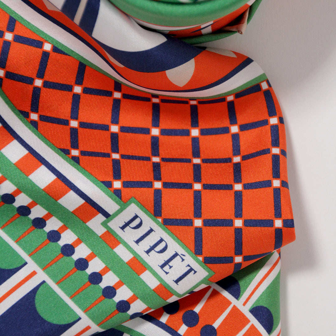 OXO 90cm Square Scarf - Orange / Green