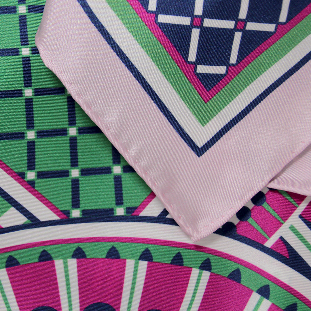OXO 90cm Square Scarf - Pink / Green