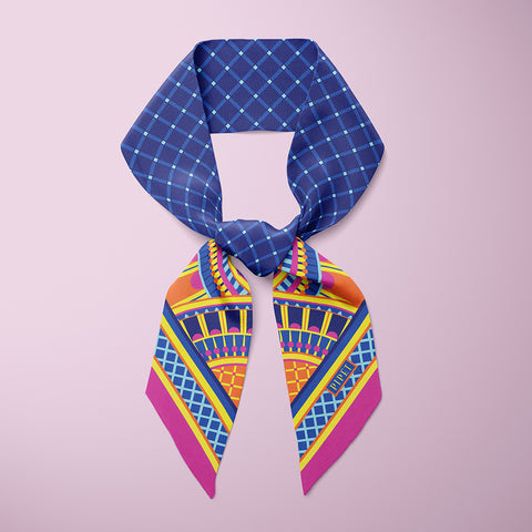 Polka Mini Scarf - Navy / Mauve