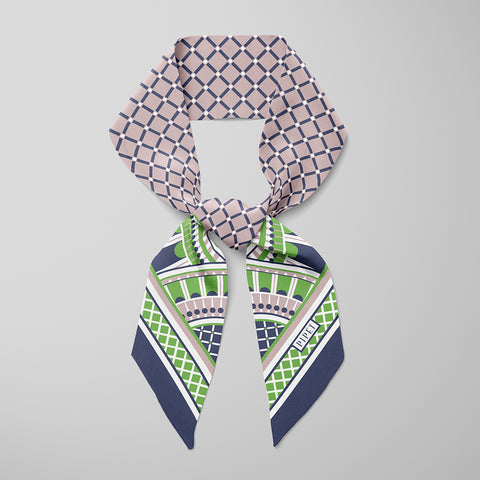 OXO Skinny Scarf - Navy/Lime