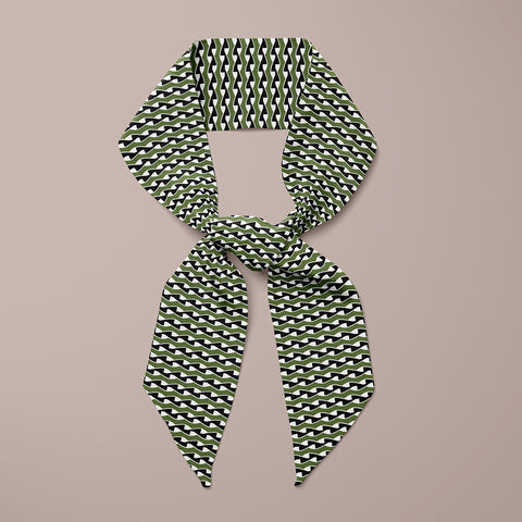 Twist Mini Scarf - Mauve / Green